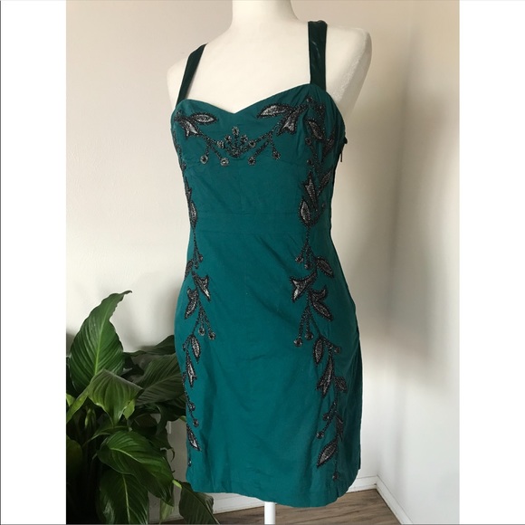 Free People Dresses & Skirts - Free People teal embroidered retro fitted dress
